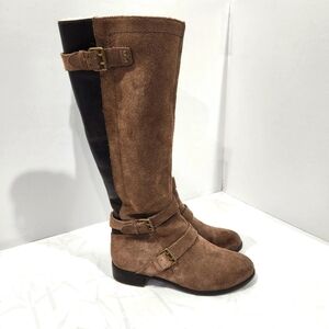 Ugg Cydnee Brown  Suede Tall Riding‎ Boots Women's size 6  Sheerling Lined EUC
